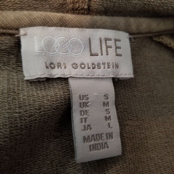 LOGO Lori Goldstein Hooded Tunic Top Size Small Tan Brown Long Sleeve Lounge - Picture 8 of 10